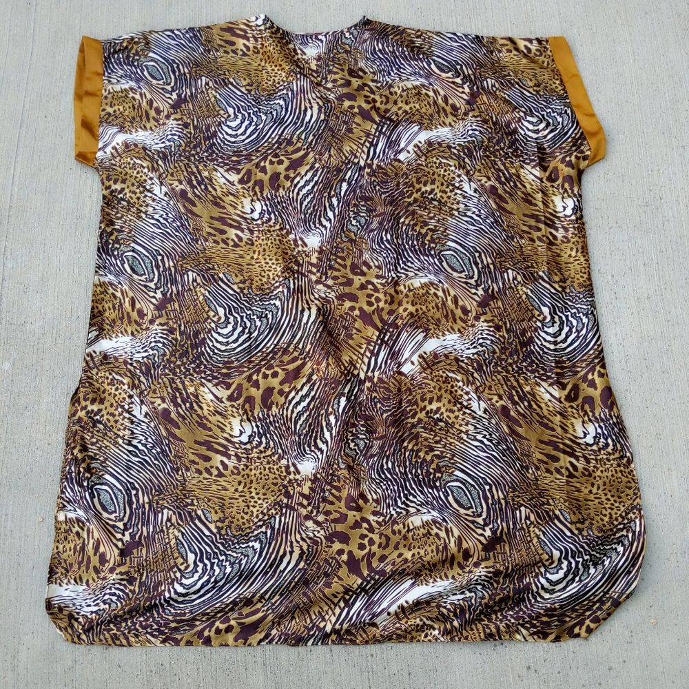 Vtg 90s Winlar Tiger Stripe Animal Print Caftan OS